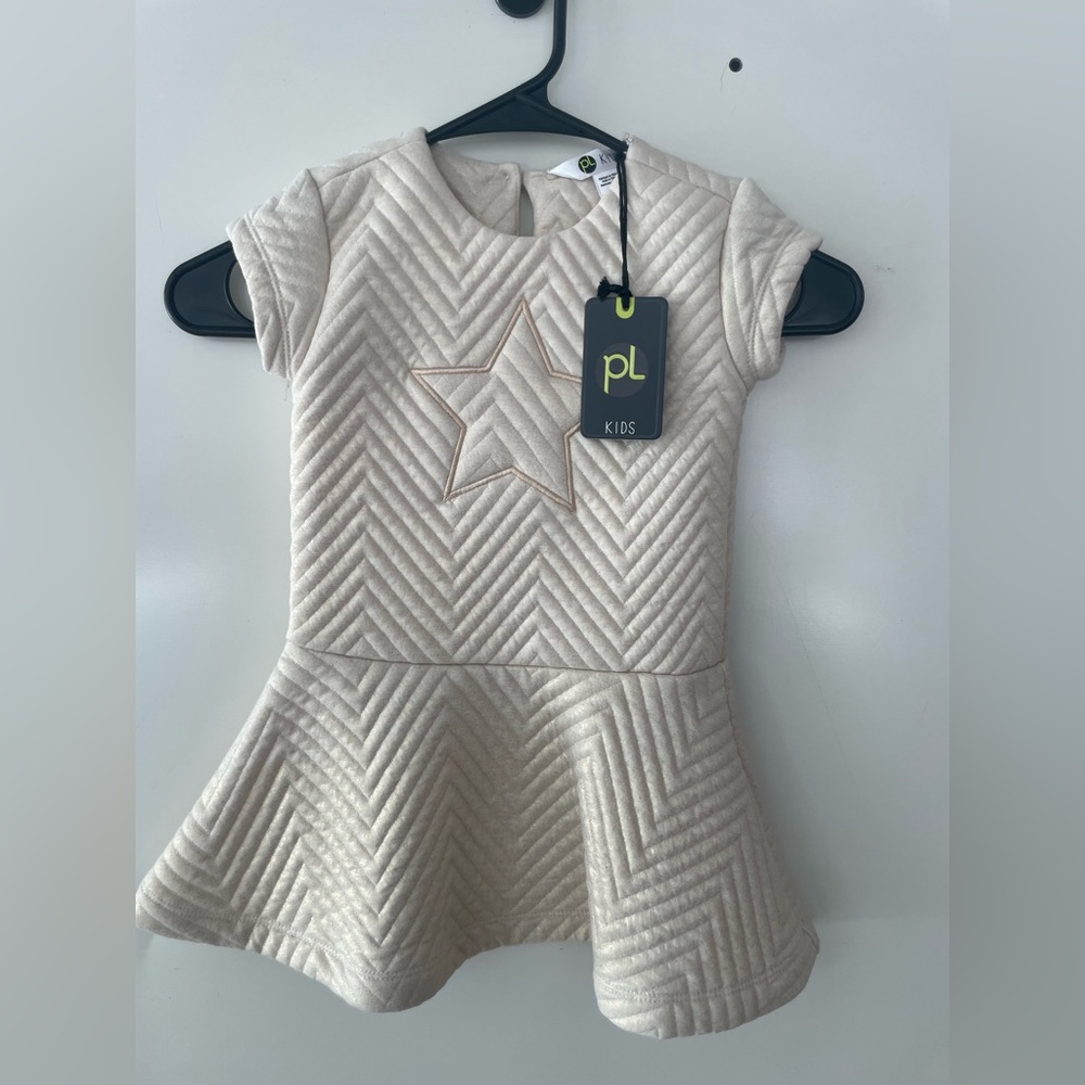 PL KIDS NWT gold quilted star dress size 2 sparkly Petit Lem